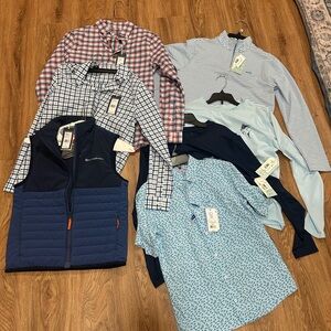 7 BRAND NEW size Large vineyard vines and southern tide Boys Shirts and Vest